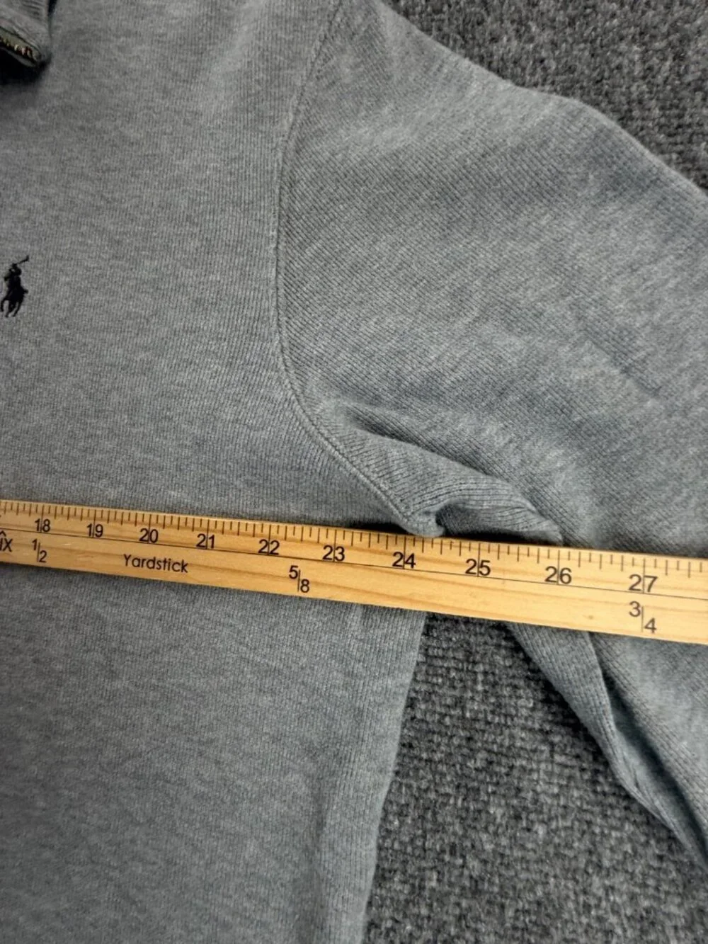 Polo Ralph Lauren Light Gray Pullover Cotton 1/4 Zip Sweater Men Large Knit Pony